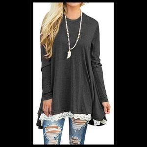 Sanifer Women's Lace Long Sleeve Tunic Top